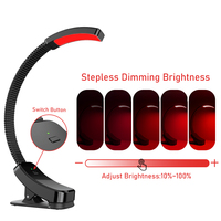 Lampe de lecture flexible réglable, lumière rouge 620~630/660/670nm, lampe de livre LED portable, type clip, rechargeable par USB, lampe de livre LED