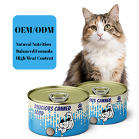 Nourriture humide complète pour chats en conserve, sans céréales, mélange de saumon frais et de thon, formule de croissance musculaire, approvisionnement en vrac OEM, alimentation principale quotidienne