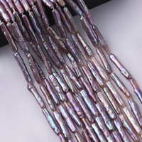 Perles naturelles d'eau douce baroques lavande en forme de bâtonnet, 4-5x25-26mm, percées au centre, perles lâches pour bijoux DIY