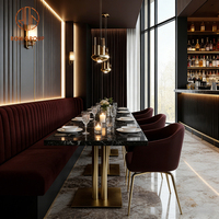 Ron Group Hotelmeubilair L-vormige booth zitplaatsen rechthoekige ronde marmeren tafel en stoelenset fluwelen booth voor restaurant