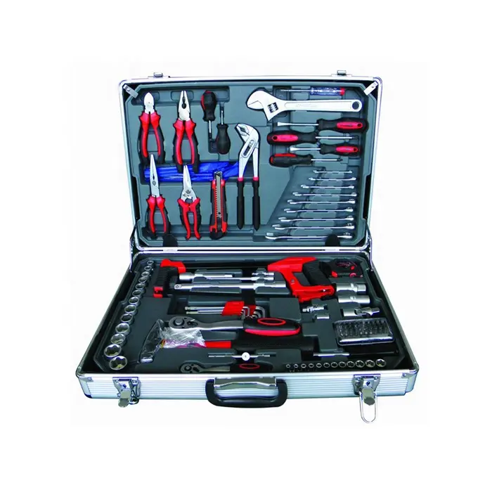 114 piezas de la facción de todo tipo de herramientas de mano de aluminio caso taller conjunto de herramientas