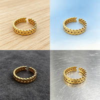 Bague ouverte minimaliste à maillons en forme de flèche, plaquée or 18 carats, en acier inoxydable, réglable et empilable, pour femme, cadeau d'anniversaire, bijoux