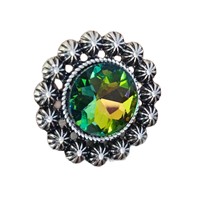 Bague ajustable 2026 Western Round en verre incrusté bleu, rose et turquoise, électroplaquée, pour femme – Bijoux simples et élégants