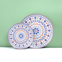Services de table en porcelaine de qualité, service de restaurant, ensemble de plats ronds en céramique avec motif luxueux
