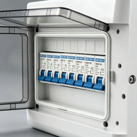 Boîte de distribution d'alimentation AC étanche IP66 en ABS, 240V 12A, disjoncteur, 6 prises, utilisation extérieure, corps gris, couvercle transparent, garantie de 2 ans