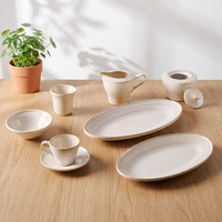 Service de vaisselle en céramique et porcelaine blanc élégant ST Color Glaze, assiettes et plats ronds, bols, résistant à la décoloration, idéal pour les cafés
