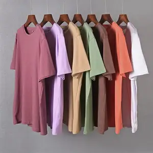Camiseta de algodão pesado para homens, camiseta colorida de gola redonda e manga curta, camiseta personalizada em branco para streetwear