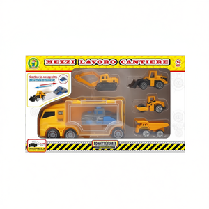 Ensemble de chantier semi-équipé avec 5 véhicules, incluant un camion de transport et une catapulte, pour enfants de 3 ans et plus - Product Image 2