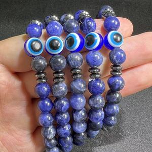 <span class=keywords><strong>Sodalite</strong></span> Devil's Eye Bracelet Rond Émail <span class=keywords><strong>Bleu</strong></span> Evil Eyes Bracelet Pour La Guérison - Product Image 3