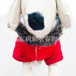 En çok satan Pet giyim yavru ceket kürk Trim kış kapşonlu kalın sıcak pamuk kırmızı köpek giysileri ceket - Product Image 3