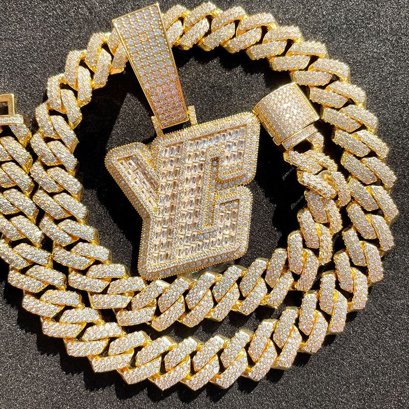 Custom Gold Plated Name Necklace with Moissanite Diamond Pendant