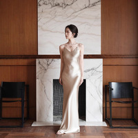 Robe longue en satin vintage à taille naturelle, style ample, 72% acétate importé, coupe biais à 45 degrés, robe sexy pour femme