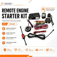 FM680 Alarme de véhicule universelle, démarrage à distance du moteur, entrée sans clé intelligente, écran LCD, contrôleur, kit de verrouillage centralisé