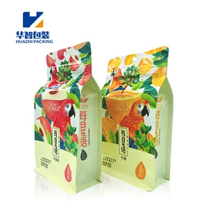 Tea Pouch Food Grade Aluminum Foil Flat Bottom Bag With Window Zipper For Tea Powder Packaging