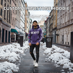 Sudadera con capucha personalizada para hombre, estilo streetwear, con efecto desgastado, parche bordado, pedrería, cremallera, lavado ácido y tejido French Terry vintage - Product Image 2