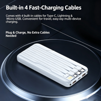 Chargeur portable avec câbles intégrés, Power Bank PD22.5W, 20000mAh, charge rapide, batterie externe pour téléphone portable, chargeur portable