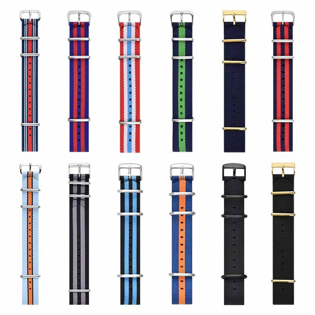 Nylon Striped Watch Strap 18mm 20mm 22mm Watch Band Fashion Fabric Nylon Strap Braiding Watch Band