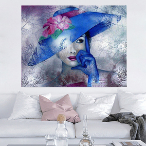 Dipingi con i numeri <span class=keywords><strong>donna</strong></span> nel cappello dipinto a mano pittura a olio fai da te con i numeri kit <span class=keywords><strong>disegno</strong></span> su tela senza cornice decorazioni per la casa artigianato per adulti - Product Image 3