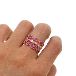 Bague de fiançailles en zircon CZ <span class=keywords><strong>pierre</strong></span> rouge, bijoux pour femme, anneaux empilables éternité - Product Image 4