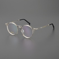 Montura de Gafas Ópticas y de Lectura Redondas Vintage de Acetato, Unisex, Protección Transparente, Logotipo Personalizado, OEM, ODM