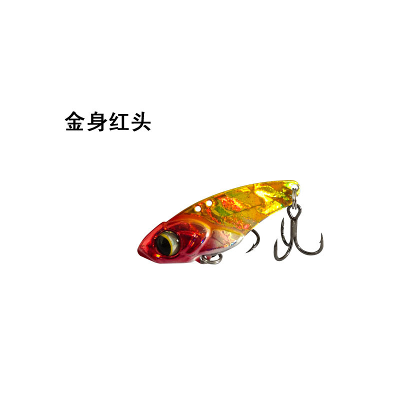 Cuerpo dorado con cabeza roja.