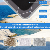 Tapis de bain super absorbant en diatomite doux, antidérapant, 23,6 x 15,4 pouces, pour cuisine et salle de bain - Facile à ranger et à laver, noir