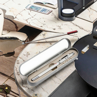 Stylo bille 5-en-1 avec pointeur laser rouge, antenne télescopique rétractable, lampe torche LED, forme animale, boîtier métallique, outil pédagogique, stylo à logo