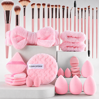 48-Piece Koleksi Kuas Makeup Profesional Lengkap dengan Tas Pembersih Kuas Detail Wajah & Mata OEM Logo Kustom