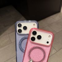 Coque de téléphone transparente magnétique antichoc en TPU PC avec support, style Ins, colorée et scintillante pour iPhone 18 Pro Max 17 Pro 16