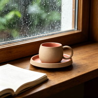 Mug à café en céramique rustique de style japonais, vintage, créatif, bicolore, minimaliste, 280 ml, compatible lave-vaisselle et micro-ondes