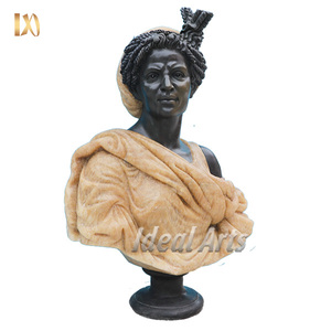 Sculpture de buste <span class=keywords><strong>en</strong></span> <span class=keywords><strong>pierre</strong></span> naturelle sculptée à la main, décoration de maison, <span class=keywords><strong>statue</strong></span> de tête de femme <span class=keywords><strong>en</strong></span> marbre noir africain - Product Image 1