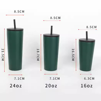 Tasse en acier inoxydable avec paille 16oz 20oz 24oz tasse à café de voiture double couvercle tasse à eau conique de grande capacité en gros