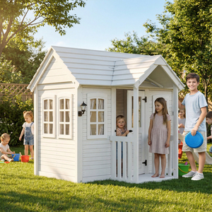 Maisonnette de Jardin Extérieure en Bois Imperméable pour Enfants, Cabane de <span class=keywords><strong>Jeu</strong></span> avec Jardinières et Supports à Fleurs - Product Image 1