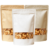 Sacs alimentaires en kraft personnalisés, emballage pour fruits secs, sachets refermables pour en-cas et noix avec fenêtre