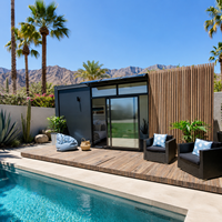 Residencia Vacacional Junto a la Piscina con Casa Contenedor Expandible de 20 pies, Diseño de Casa Modular Moderna para Propiedades Vacacionales Privadas