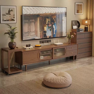 Mueble de TV de Estilo Retro y Mesa de Centro de Madera Sólida, Combinación <span class=keywords><strong>para</strong></span> Sala de Estar Moderna, Apartamento y Estilo Rústico - Product Image 2