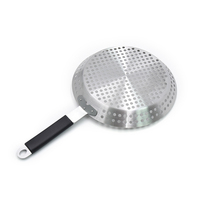 Panier de cuisson rond avec poignée en acier inoxydable, panier de barbecue durable, accessoire de cuisson pour barbecues au charbon et au gaz