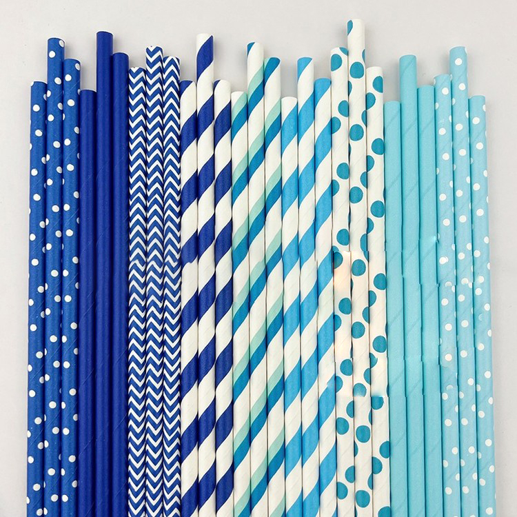 Biodegradable Food-Safe Ink Multi-Layered Long-Lasting Use Paper Straw Vibrant Assorted Colors Striped Paper Drinking Straws
