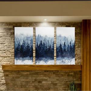 Art sur toile personnalisé pour chambres d'hôtel paysage Nature Art mural bleu marine clair blanc 'Indigo Forest'-impression sur toile peinture - Product Image 6