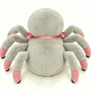 Custom Cute Spider Plush Toy Halloween Gift with Gray and Pink Bow PP Cotton Filled Unisex for 0-24 Months - Product Image 5