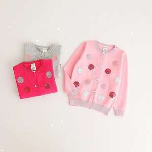 Suéter Cárdigan Infantil Estilo Coreano Color Rosa con Lentejuelas y Puntos de Fábrica China - Product Image 1