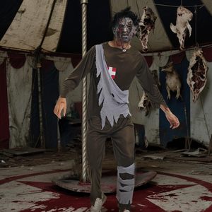 YUIQPKJX Disfraz de zombie para adultos con máscara y pegatinas para cosplay de Halloween, traje unisex - Product Image 5