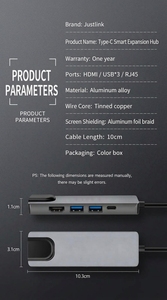 ฮับ USB C 5 in 1 พร้อมพอร์ต HDMI 4K, RJ45 Gigabit Ethernet, ช่องชาร์จ PD, ความเร็ว 5Gbps ตัวเรือนอะลูมิเนียมอัลลอย สำหรับแล็ปท็อป โทรศัพท์ แท็บเล็ต - Product Image 5