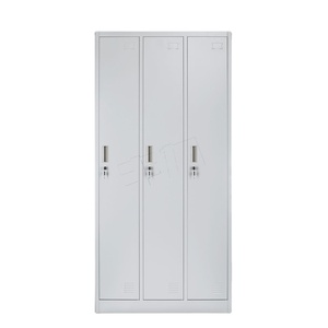 Armoire de rangement métallique à 3 portes au design moderne pour chambre à coucher, en acier, pour suspendre les vêtements, pour hôtel ou salle de sport - Product Image 4