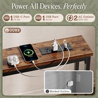Table console industrielle multifonctionnelle avec prise de courant et port USB-C, table étroite à placer derrière le canapé pour salon et maison