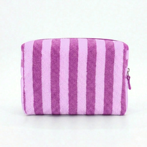 Bolsa de Maquillaje de <span class=keywords><strong>Playa</strong></span> Impermeable con Bordado Personalizado, Estilo Preppy a Rayas, Bolsa de Cosméticos de Viaje, Organizador de Artículos de Aseo, 2026 - Product Image 4