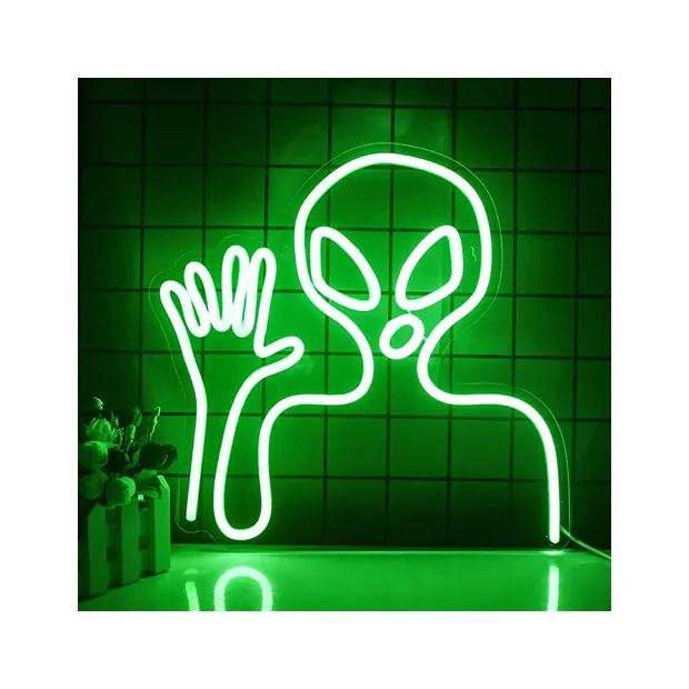 Fabrika doğrudan satış Xun tanıtım ledi akrilik oyma alien dekorasyon kolye neon ışıkları