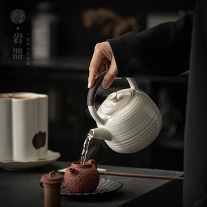 Ceramic <b>Tea</b> Kettle <b>Set</b> With Charcoal Stove For Camping And Home Use Heat Resistant Dehua Origin - Product Image 4