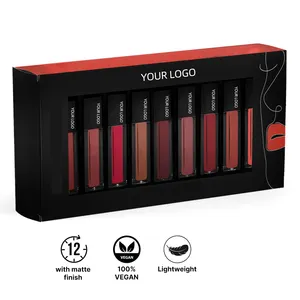 Eigenmarke vegan nackter flüssiger Lippenstift-Set Großhandel wasserdicht antihaftend natürlich glänzend glitzernd Lippenstift matt Set