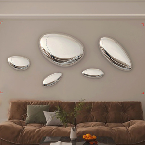 Giardino moderno decorativo in metallo pietra ciottoli sculture decorazione per la casa arte in acciaio inox palla d'uovo - Product Image 1